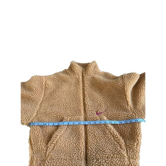 Nike Camel Brown Swoosh Women's Mock Neck Sherpa Fleece Zip Up Jacket‎ Medium - Picture 9 of 11